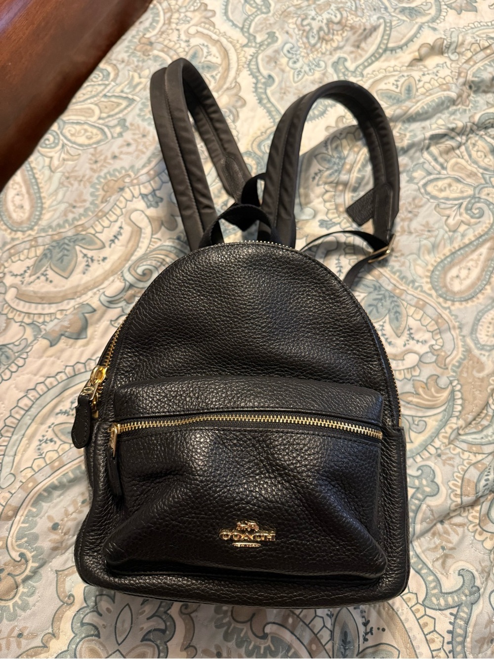 Coach Black Pebbled Leather Mini Backpack